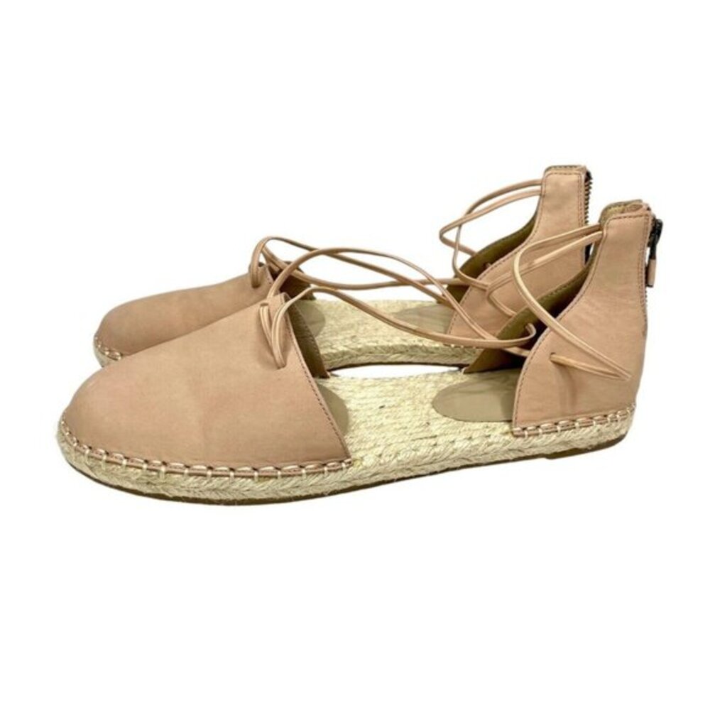 Eileen Fisher Nubuck Tan Leather Espadrille Flats SZ 9 US NEW